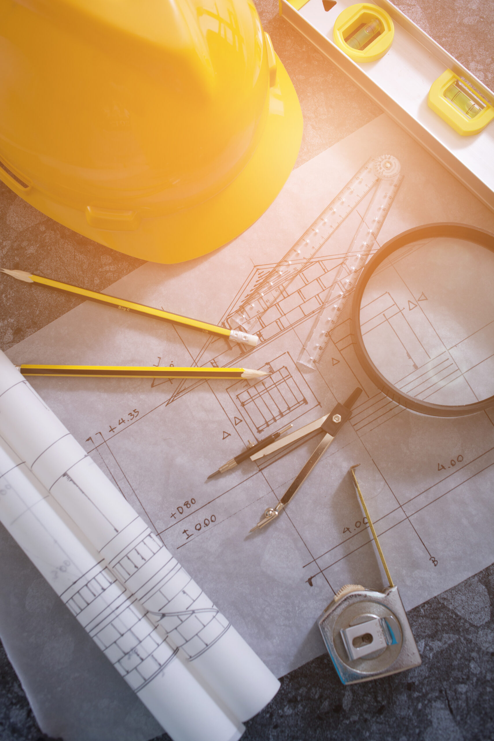 Architectural design and project blueprints drawings